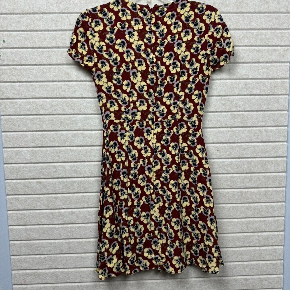 Madewell Floral Wrap Dress Short Sleeve Red Multicolor Size 0 - Picture 2 of 14